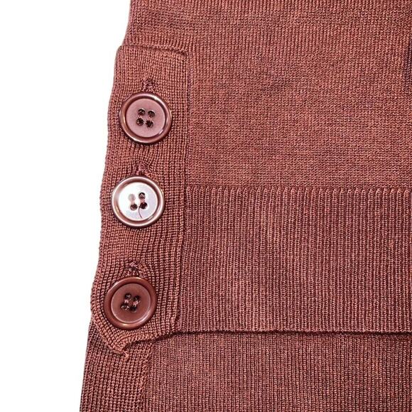 ModCloth Womens Button Detail Pullover Tunic Sweater High Low Brown Medium - Picture 9 of 14
